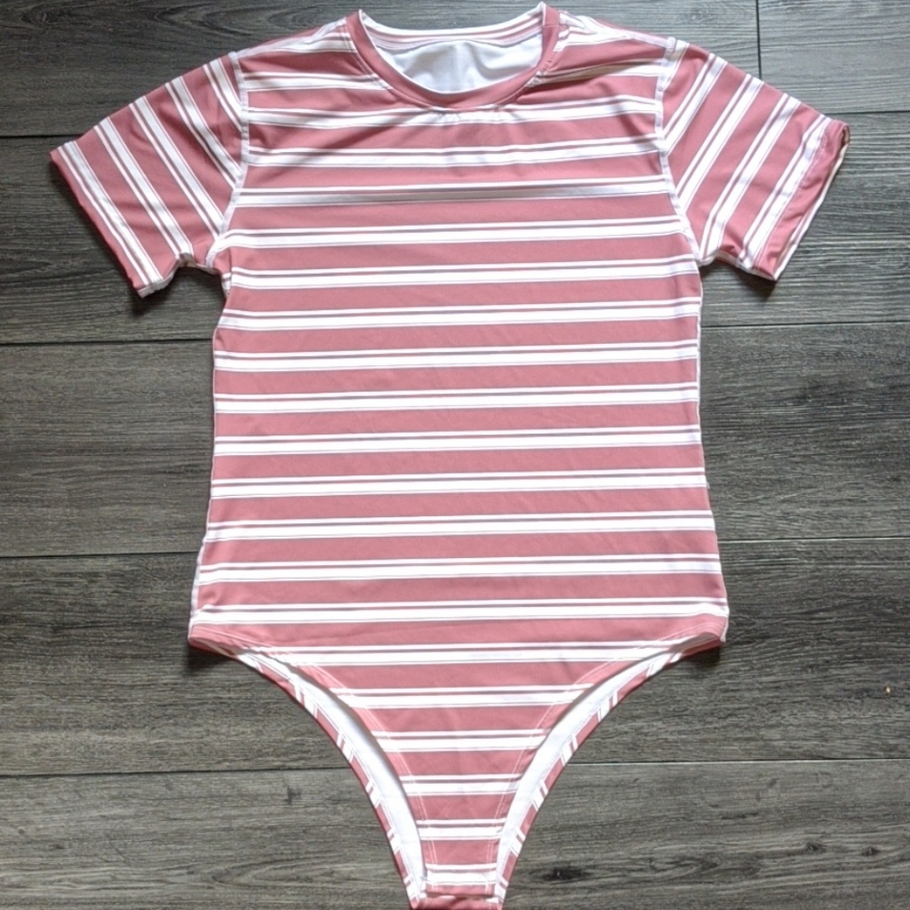 Pink and White Bodysuit